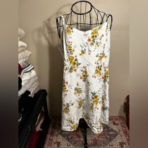 linen size xxl womens  floral off  white cream  dress party 2x 2 x  pretty